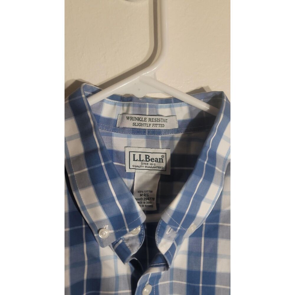 EUC Men's LL Bean Wrinkle Resistant Shirt Slightly Fitted Short Sleeve M Plaid - Picture 5 of 5